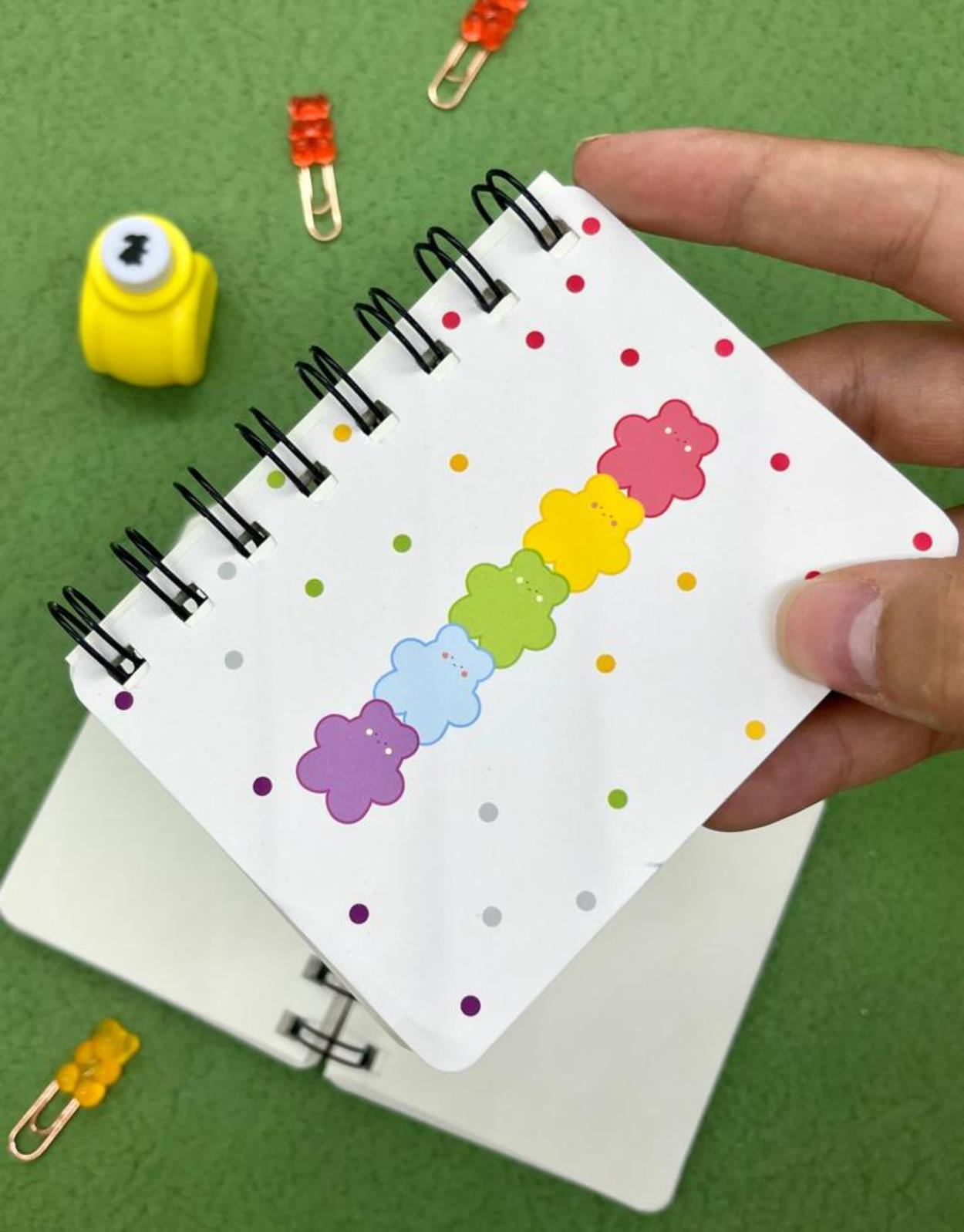 Sevimli Ayıcıklar A7 Spiralli Mini Defter / Scrapbook /Defter Süsleme Notebook/Bullet Journal