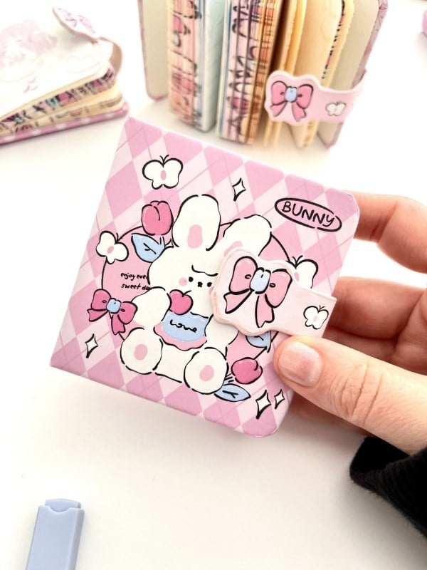 Sevimli Bunny Sert Kapaklı 130 Yaprak Renkli Mini Planlayıcı/Not Defteri/Mıknatıslı Ajanda