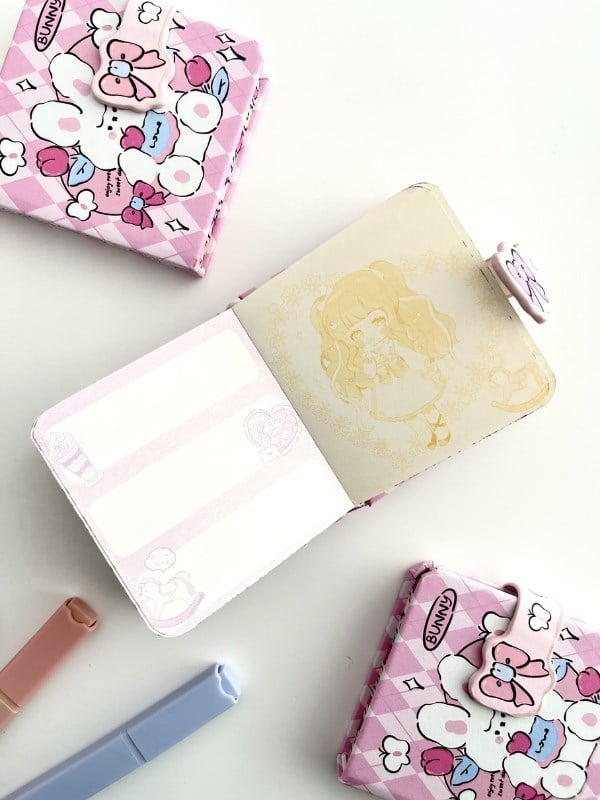 Sevimli Bunny Sert Kapaklı 130 Yaprak Renkli Mini Planlayıcı/Not Defteri/Mıknatıslı Ajanda