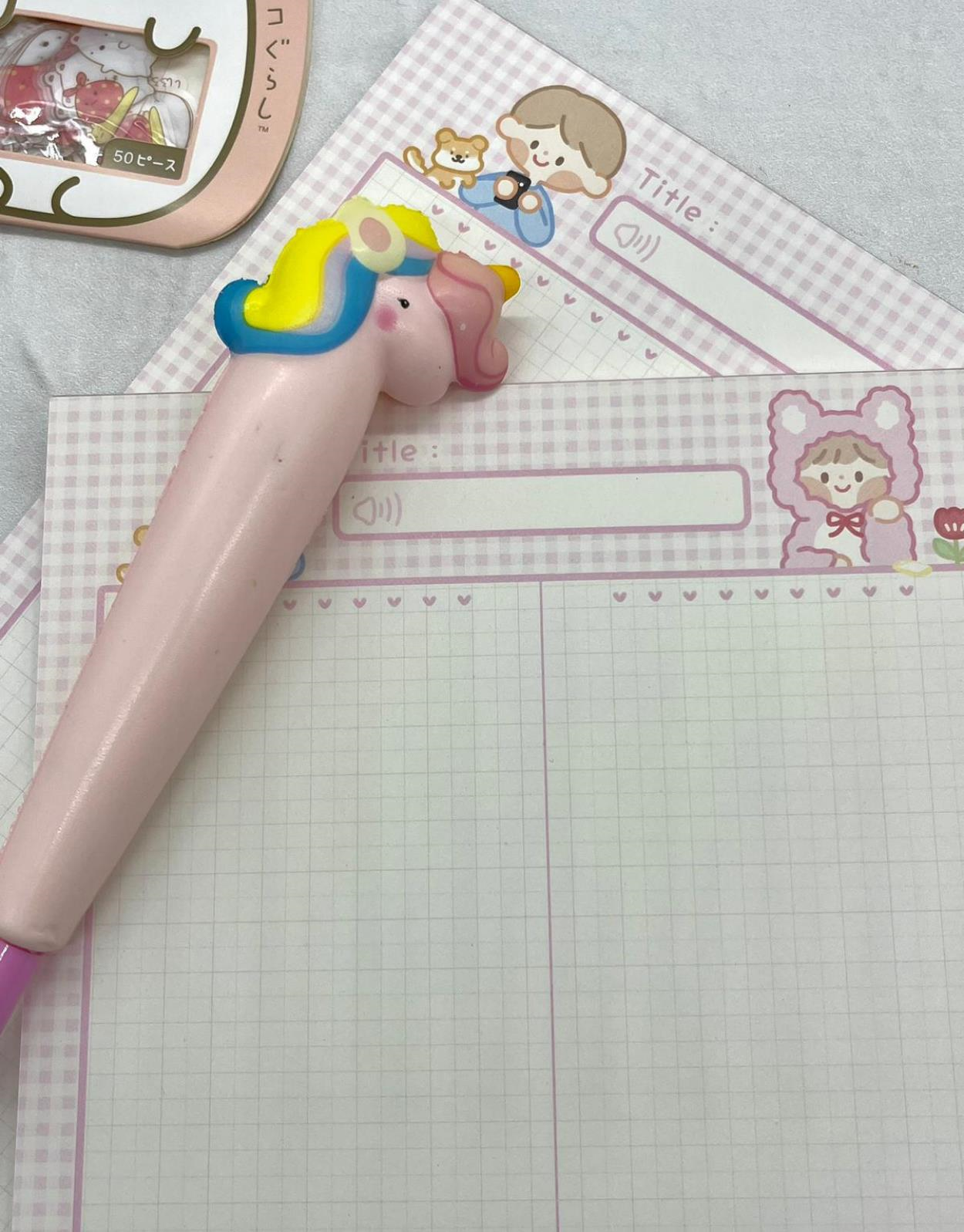 Sevimli Çocuklar Pembe Kareli B5 Not Defteri / Scrapbook / Planlayıcı / Notebook / Bullet Journal