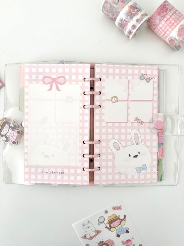 Sevimli Dorothy ve Bahçesi Pembe Dopdolu Binder Defter Hediye Seti /Kutu Set/Notebook/Bullet Journal
