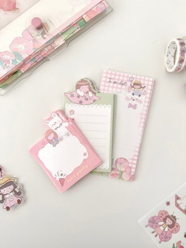 Sevimli Dorothy ve Bahçesi Pembe Dopdolu Binder Defter Hediye Seti /Kutu Set/Notebook/Bullet Journal