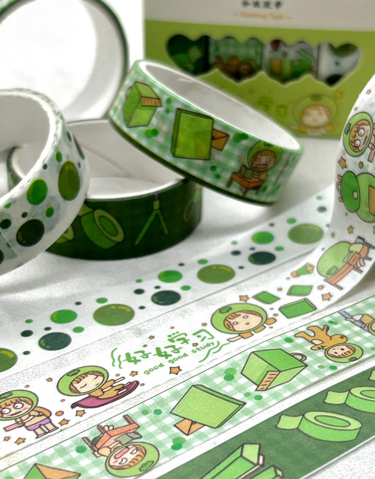 Sevimli Fruit Yeşil 4'lü Washi Bant Set / Washi Tape / Bullet Journal / Scrapbook