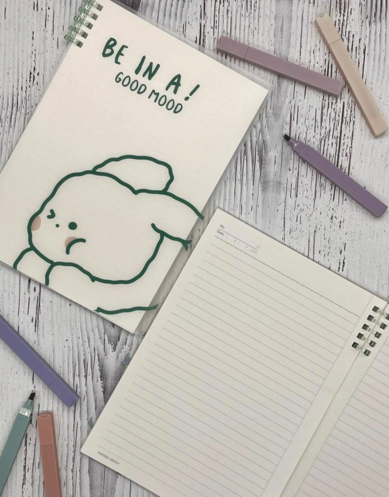 Sevimli Good Mood Desenli Spiralli Binder B5 Defter / Scrapbook /Notebook/Bullet Journal