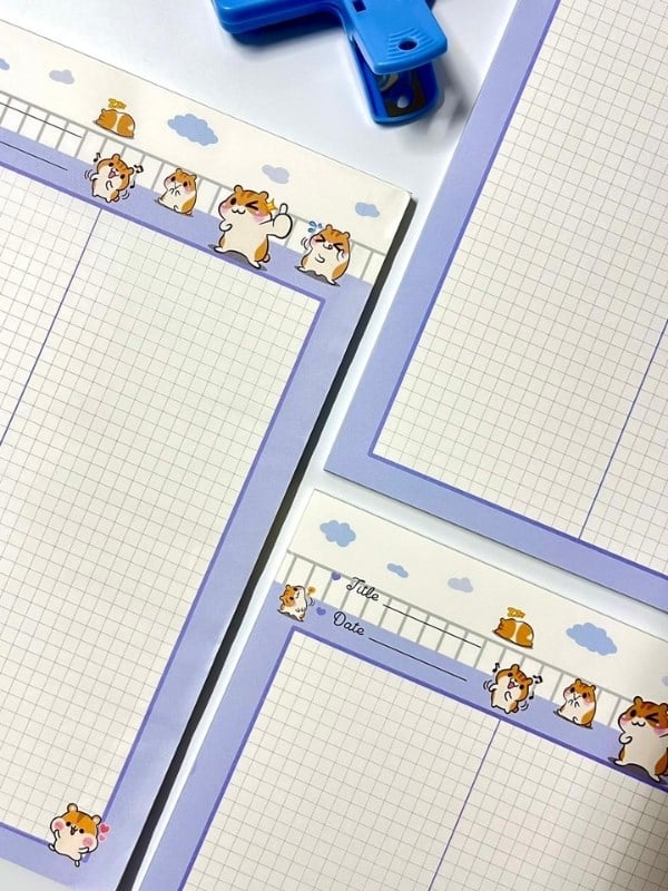 Sevimli Hamster Temalı Mavi 30 Yaprak B5 Not Defteri/Scrapbook/Planlayıcı/Notebook/Bullet Journal