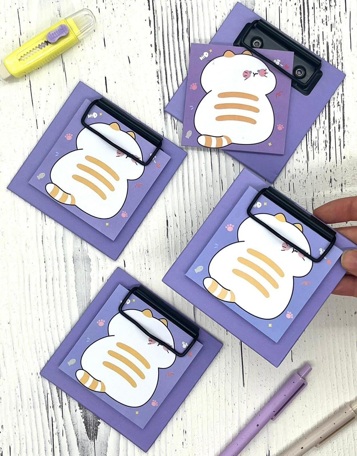 Sevimli Hayvan Desenli Mor Yapışkanlı Sekreterlik Not Defteri/ Sticky Note / Sticker/ Post-it/  Bullet Journal