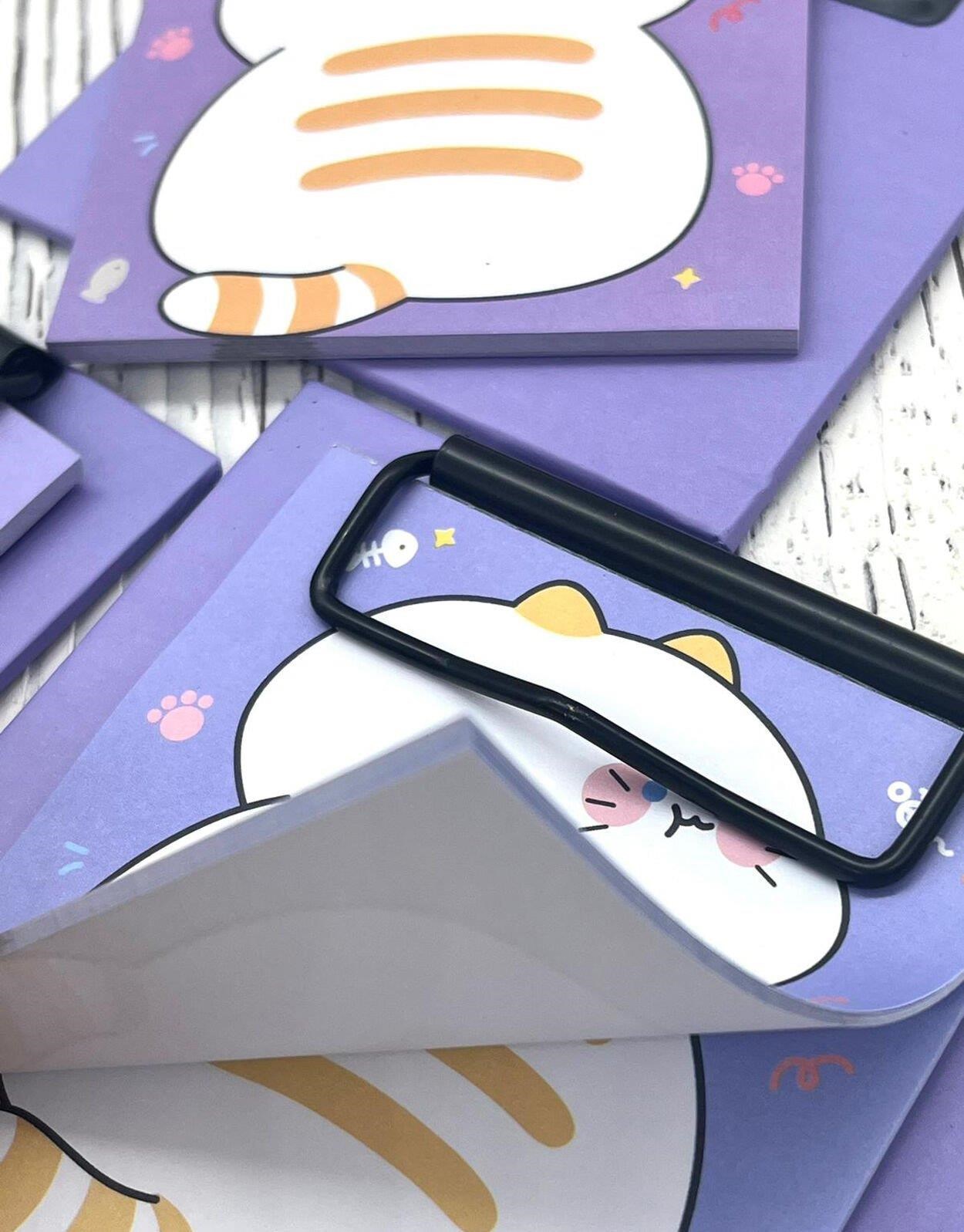 Sevimli Hayvan Desenli Mor Yapışkanlı Sekreterlik Not Defteri/ Sticky Note / Sticker/ Post-it/  Bullet Journal