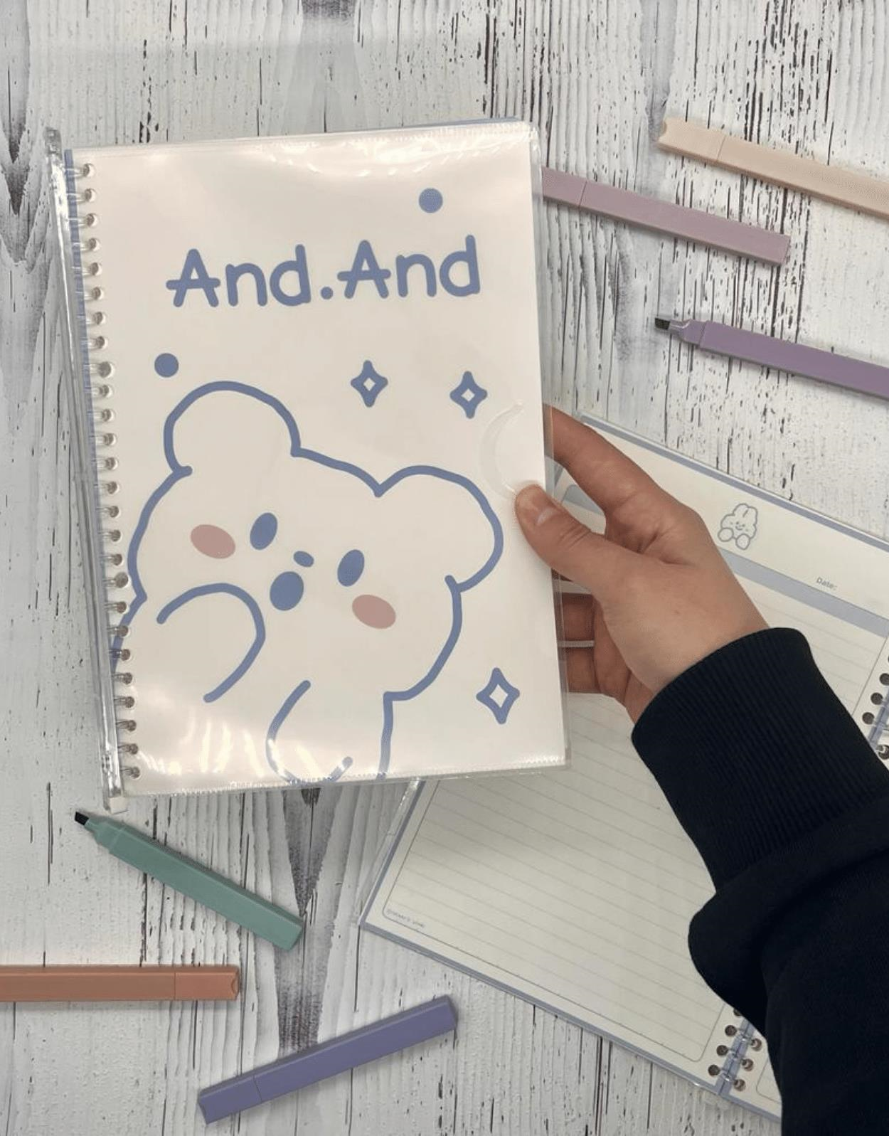 Sevimli Hayvan Tavşan Desenli Spiralli Binder B5 Defter / Scrapbook /Notebook/Bullet Journal