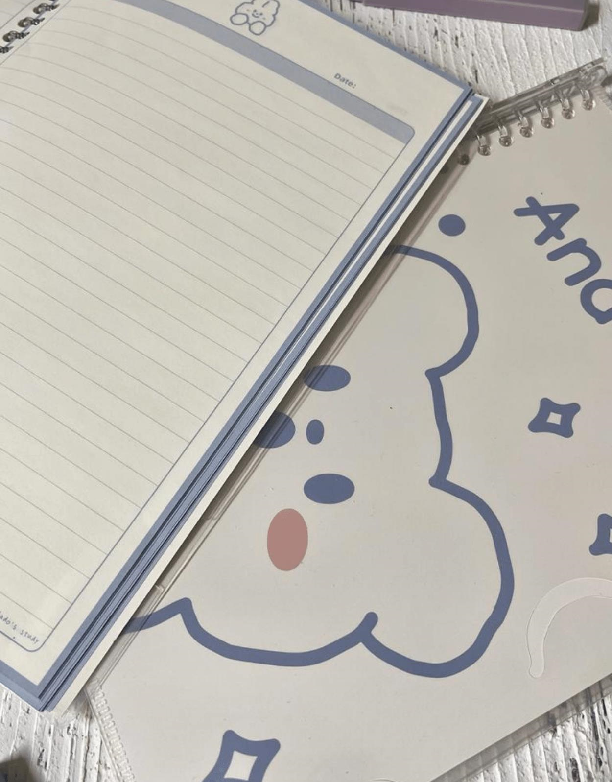 Sevimli Hayvan Tavşan Desenli Spiralli Binder B5 Defter / Scrapbook /Notebook/Bullet Journal