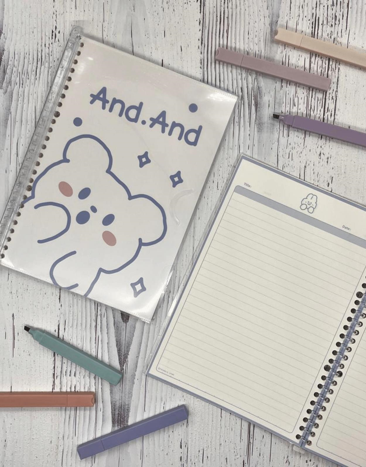 Sevimli Hayvan Tavşan Desenli Spiralli Binder B5 Defter / Scrapbook /Notebook/Bullet Journal