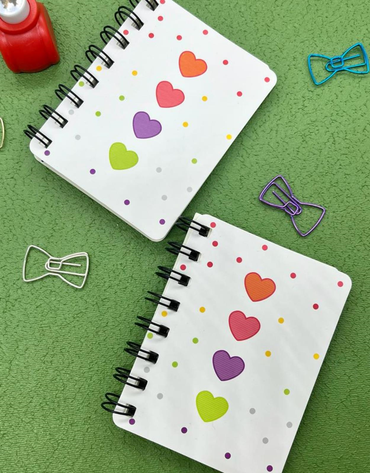 Sevimli Kalpler A7 Spiralli Mini Defter / Scrapbook /Defter Süsleme Notebook/Bullet Journal