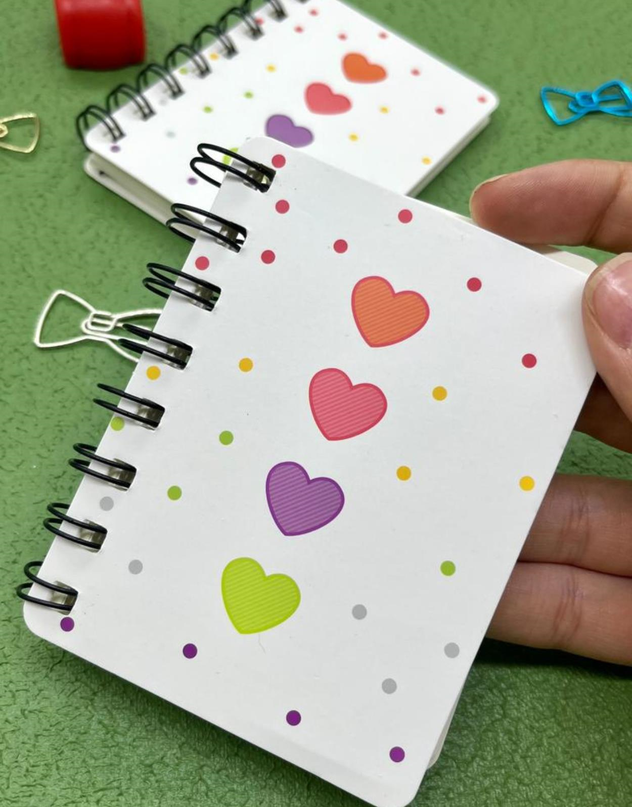 Sevimli Kalpler A7 Spiralli Mini Defter / Scrapbook /Defter Süsleme Notebook/Bullet Journal
