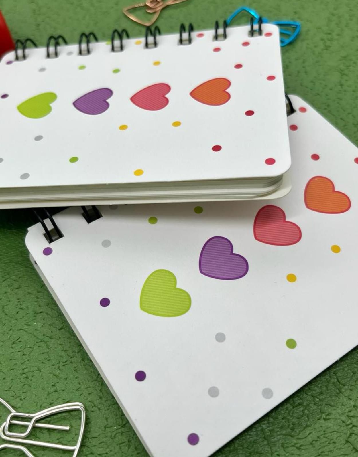Sevimli Kalpler A7 Spiralli Mini Defter / Scrapbook /Defter Süsleme Notebook/Bullet Journal