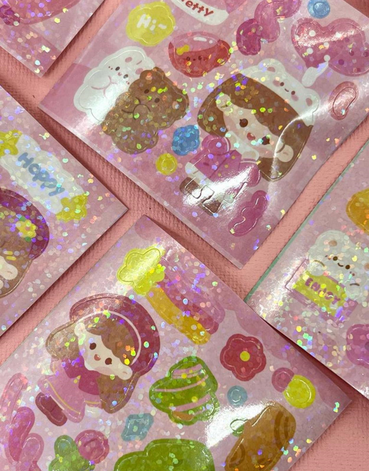 Sevimli Kız İle Kendi Anahtarlığını Tasarla 23 Parça Pembe Sticker Seti/ Anahtarlık / Bullet Journal