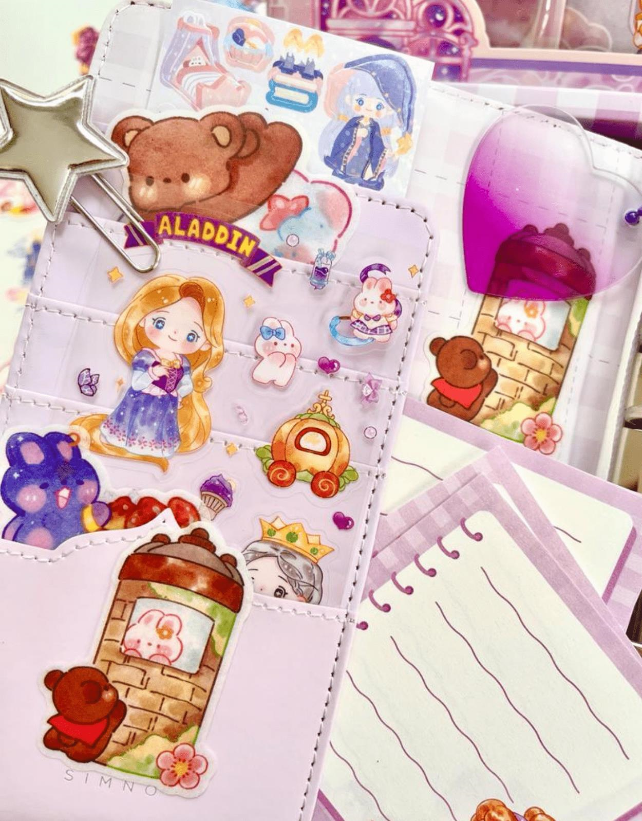Sevimli Kız Lila Kutu Dopdolu Binder Defter Hediye Seti / Kutu Set / Notebook / Bullet Journal