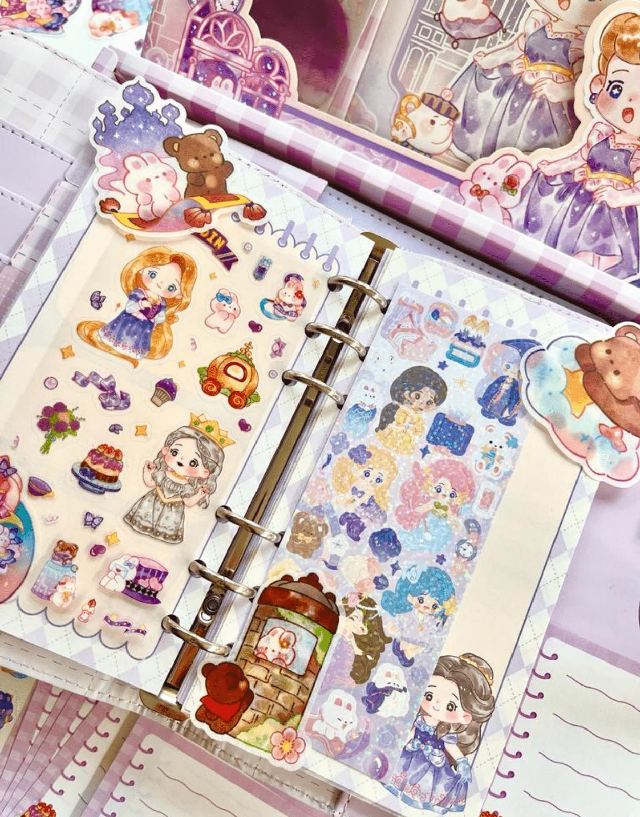 Sevimli Kız Lila Kutu Dopdolu Binder Defter Hediye Seti / Kutu Set / Notebook / Bullet Journal