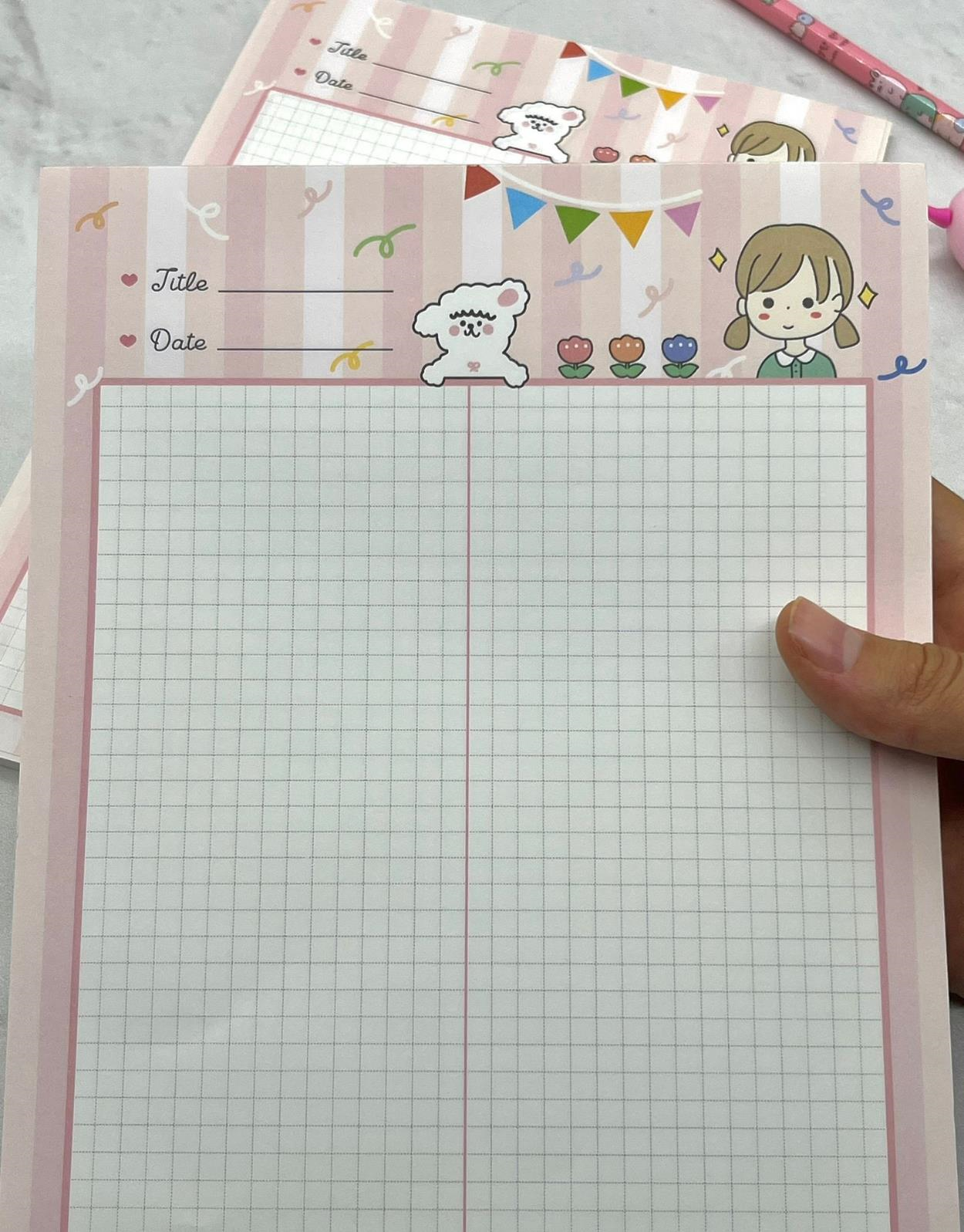 Sevimli Kız Pembe B5 Not Defteri / Scrapbook / Planlayıcı / Notebook / Bullet Journal