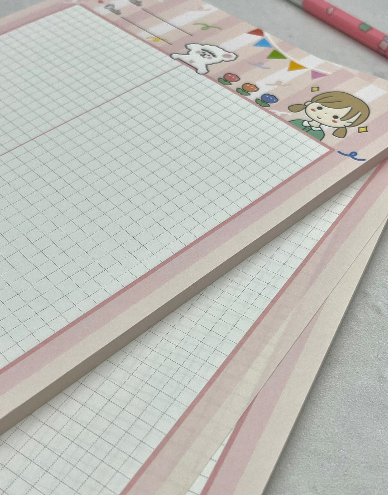 Sevimli Kız Pembe B5 Not Defteri / Scrapbook / Planlayıcı / Notebook / Bullet Journal
