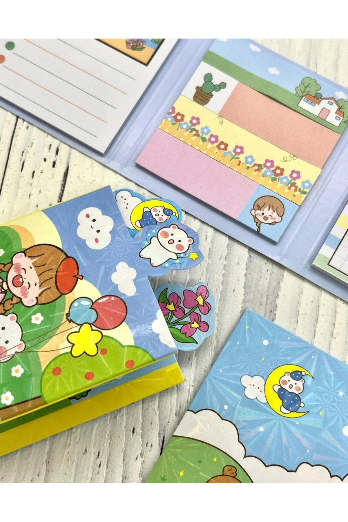 Sevimli Kız ve Ayıcık Piknikte Post-it / Sticky Note / Index