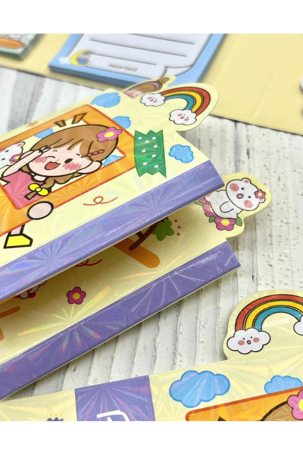 Sevimli Kız ve Ayıcık Tatilde Post-it / Sticky Note / Index