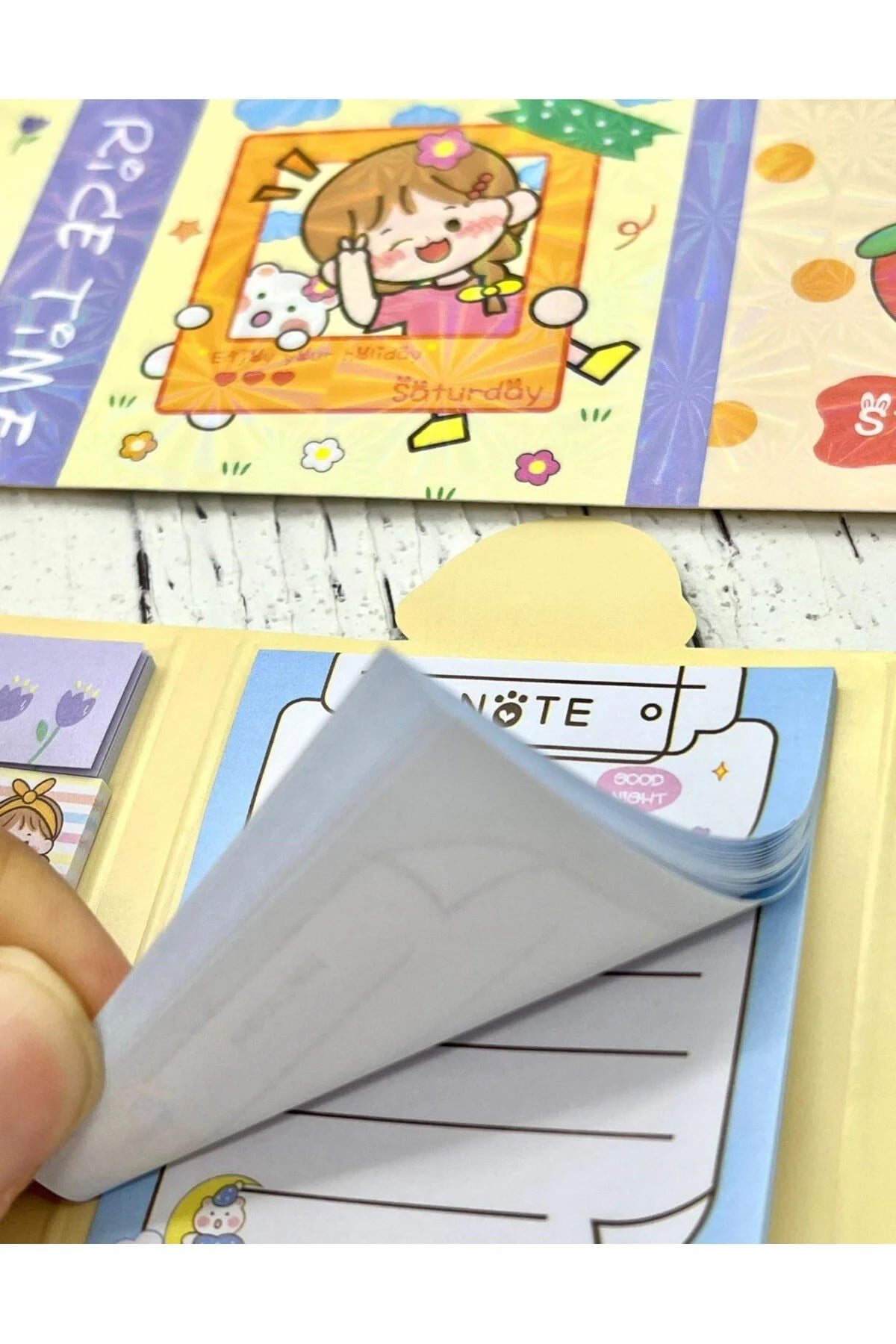 Sevimli Kız ve Ayıcık Tatilde Post-it / Sticky Note / Index