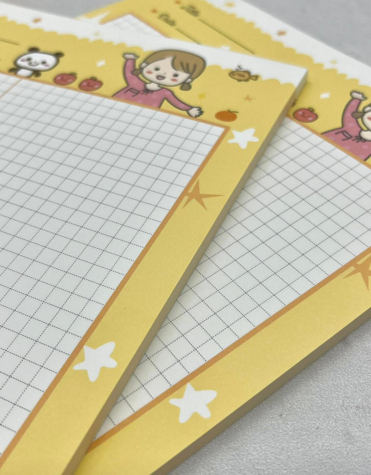 Sevimli Kız ve Panda Sarı B5 Not Defteri / Scrapbook / Planlayıcı / Notebook / Bullet Journal