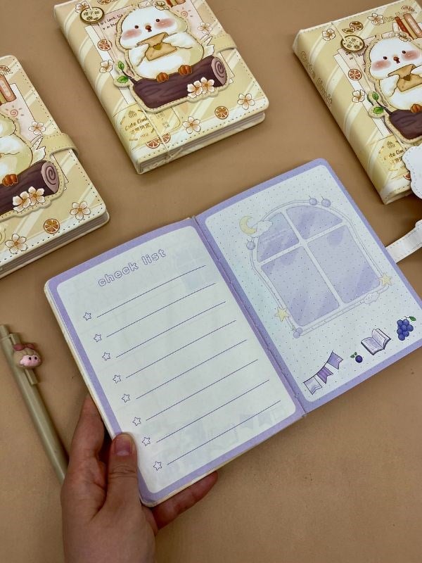 Sevimli Kuş Özel Tasarım Renkli Resimli Defter/Notebook/Günlük/Bullet Journal
