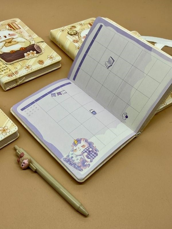 Sevimli Kuş Özel Tasarım Renkli Resimli Defter/Notebook/Günlük/Bullet Journal