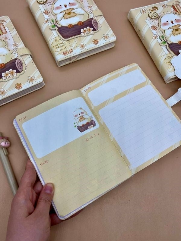 Sevimli Kuş Özel Tasarım Renkli Resimli Defter/Notebook/Günlük/Bullet Journal