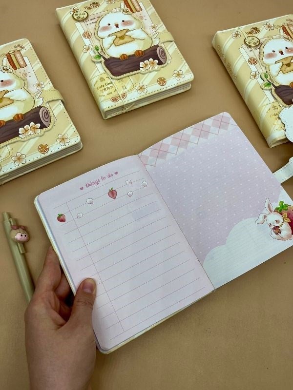Sevimli Kuş Özel Tasarım Renkli Resimli Defter/Notebook/Günlük/Bullet Journal
