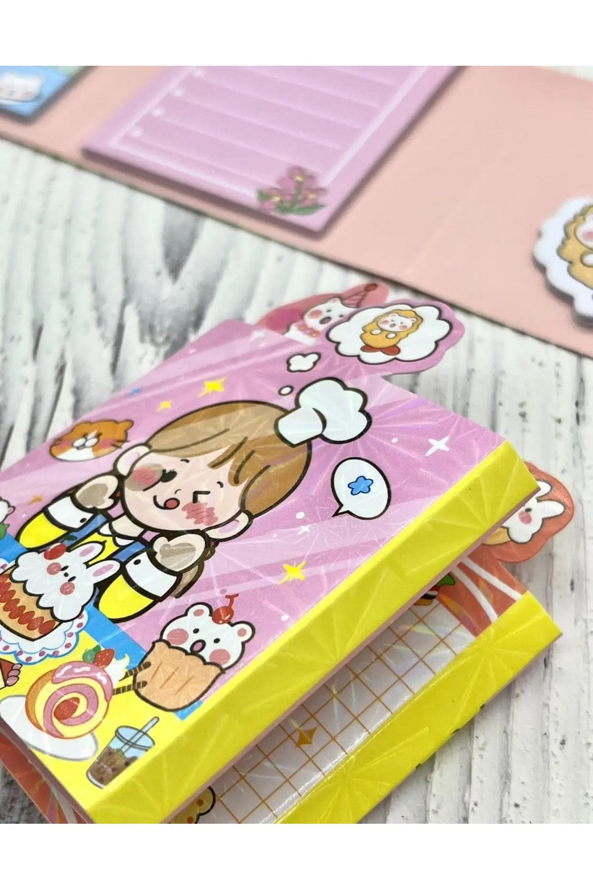 Sevimli Pastacı Kız ve Ayıcık Post-it / Sticky Note / Index