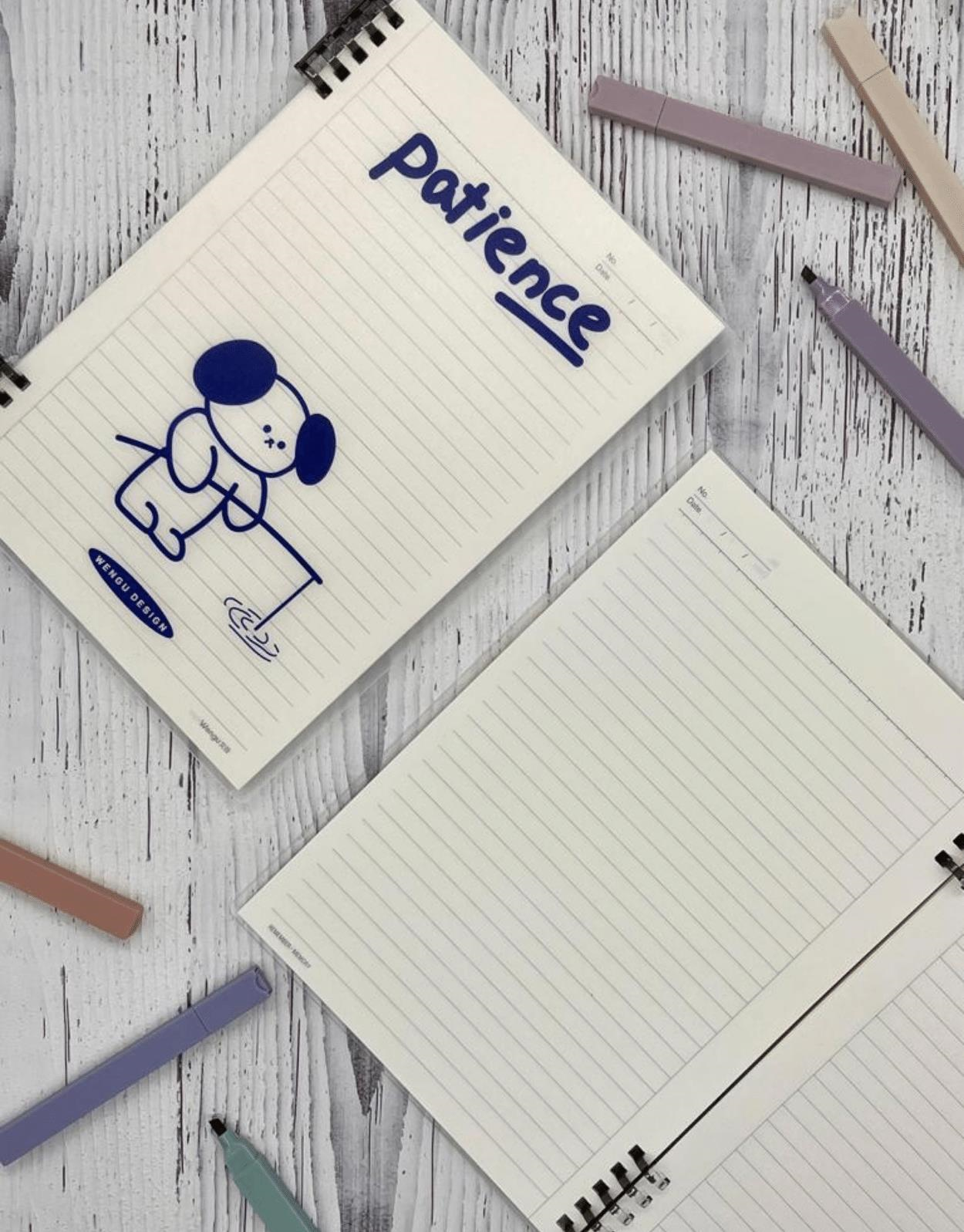 Sevimli Patience Desenli Spiralli Binder B5 Defter / Scrapbook /Notebook/Bullet Journal