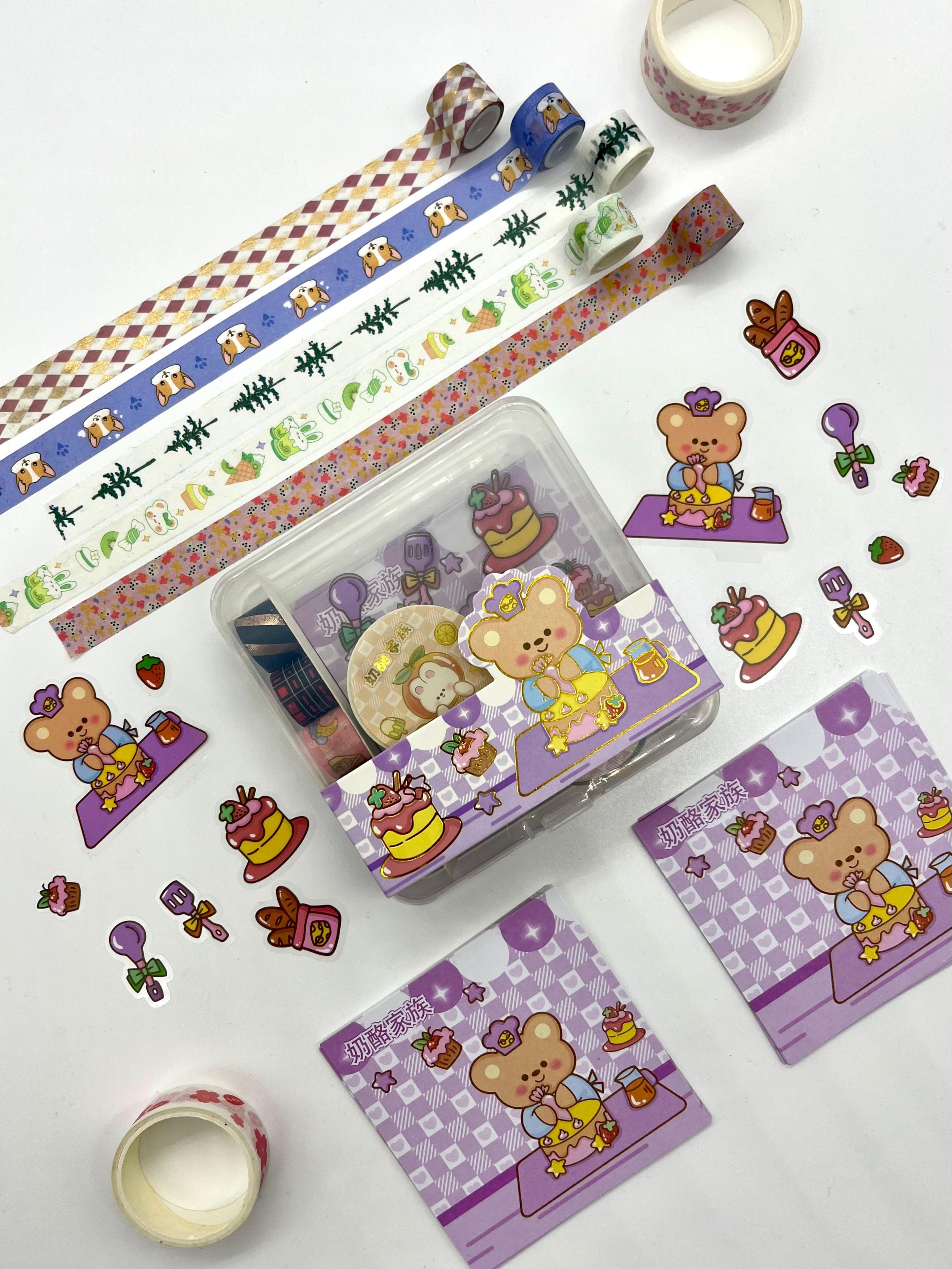 Sevimli Şef Ayıcık Temalı 40 Yaprak Post-it 7 Adet Washi Bant 3 Yaprak Sticker Kutulu Set