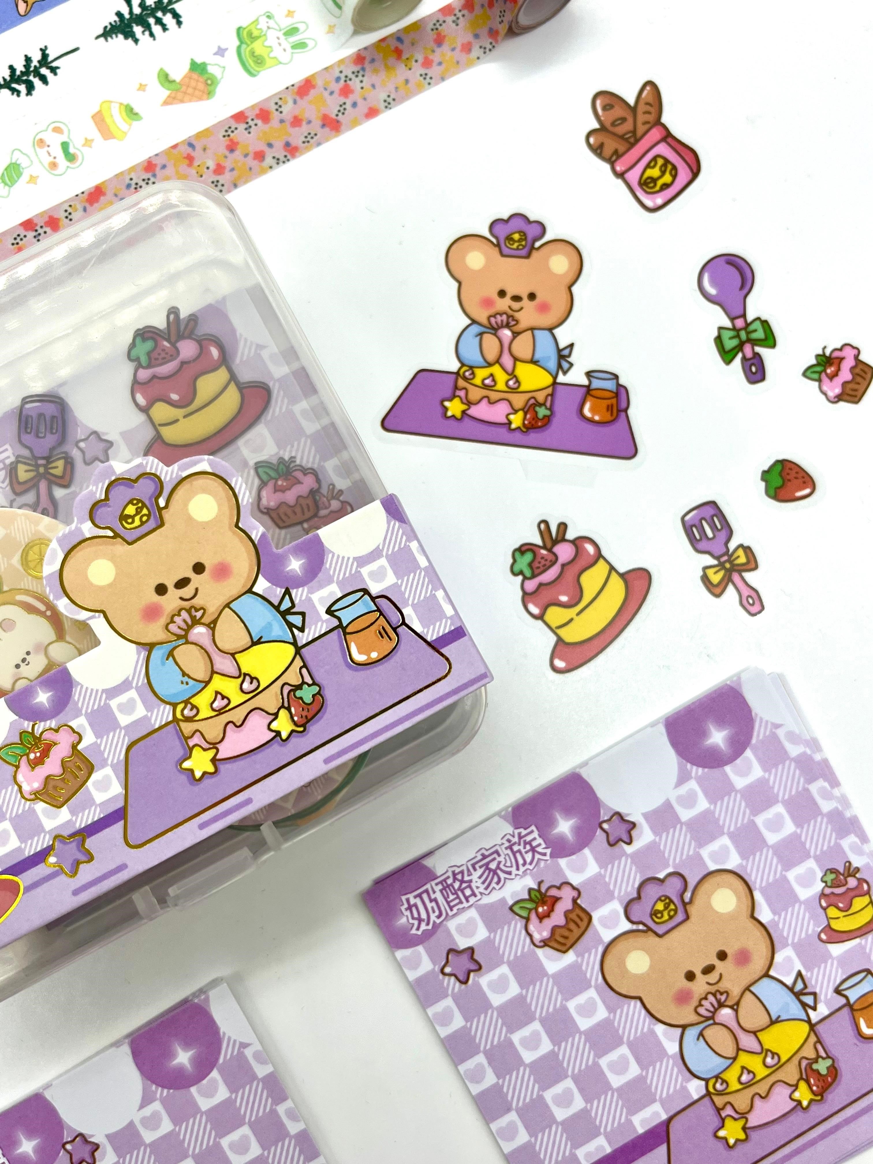 Sevimli Şef Ayıcık Temalı 40 Yaprak Post-it 7 Adet Washi Bant 3 Yaprak Sticker Kutulu Set
