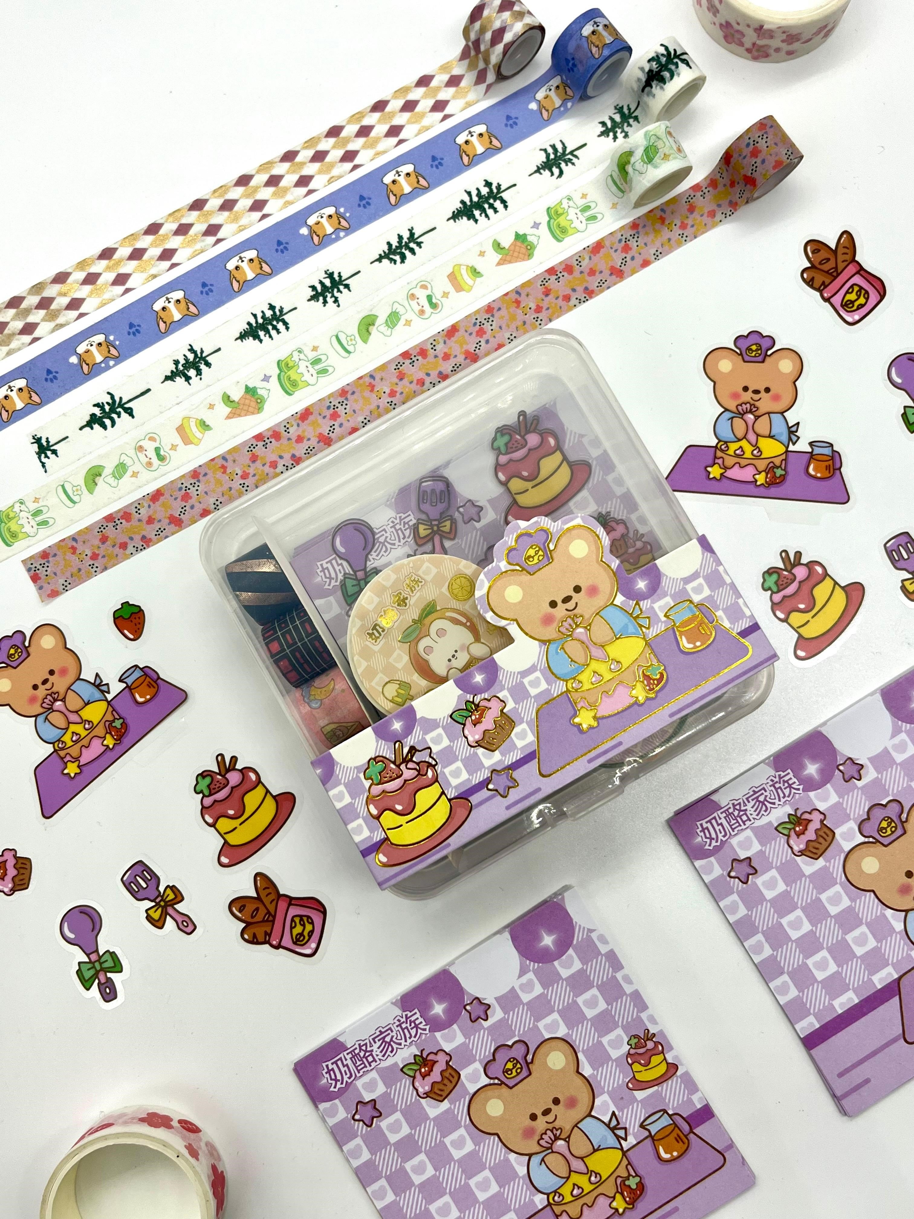 Sevimli Şef Ayıcık Temalı 40 Yaprak Post-it 7 Adet Washi Bant 3 Yaprak Sticker Kutulu Set