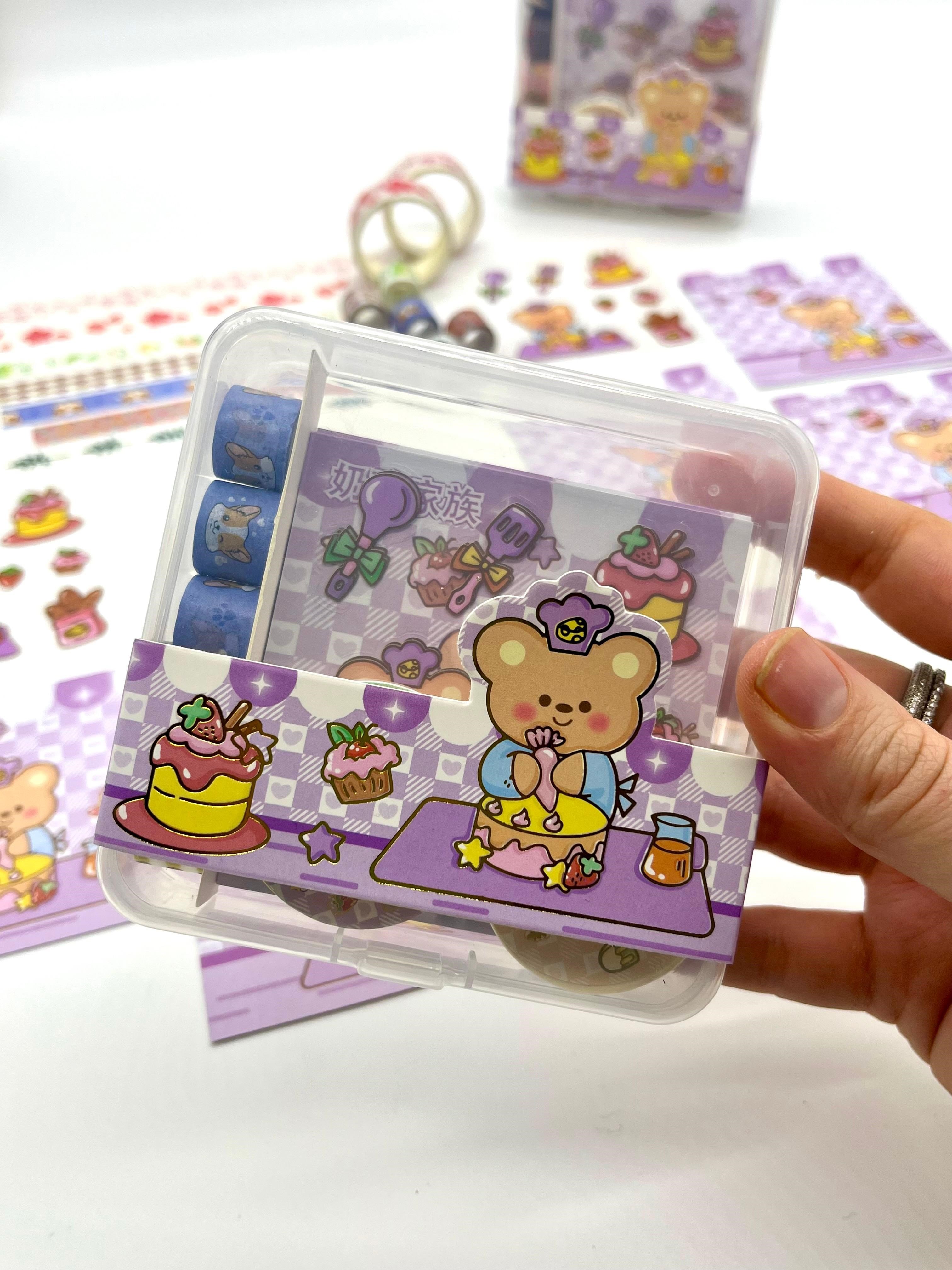 Sevimli Şef Ayıcık Temalı 40 Yaprak Post-it 7 Adet Washi Bant 3 Yaprak Sticker Kutulu Set