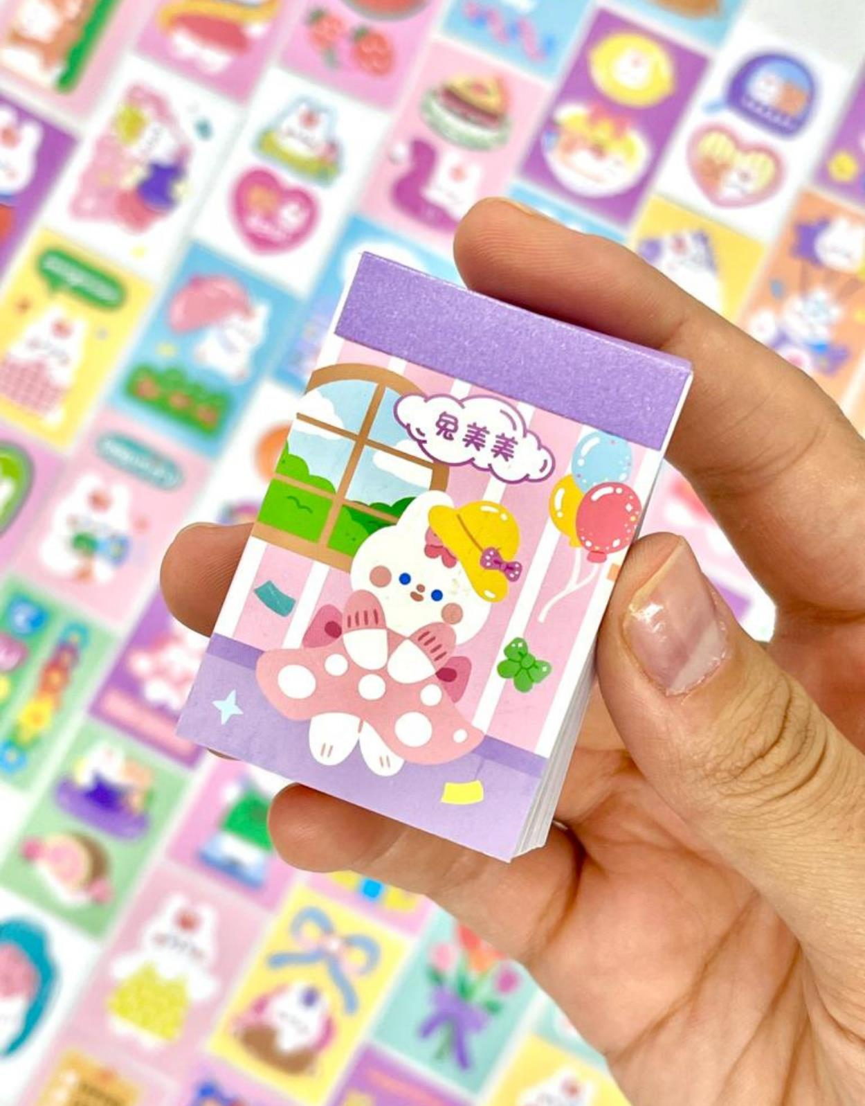 Sevimli Tavşan  50 Yaprak Mor Defter Sticker / Çıkartma / Bullet Journal / Defter Süsleme/ Scrapbook