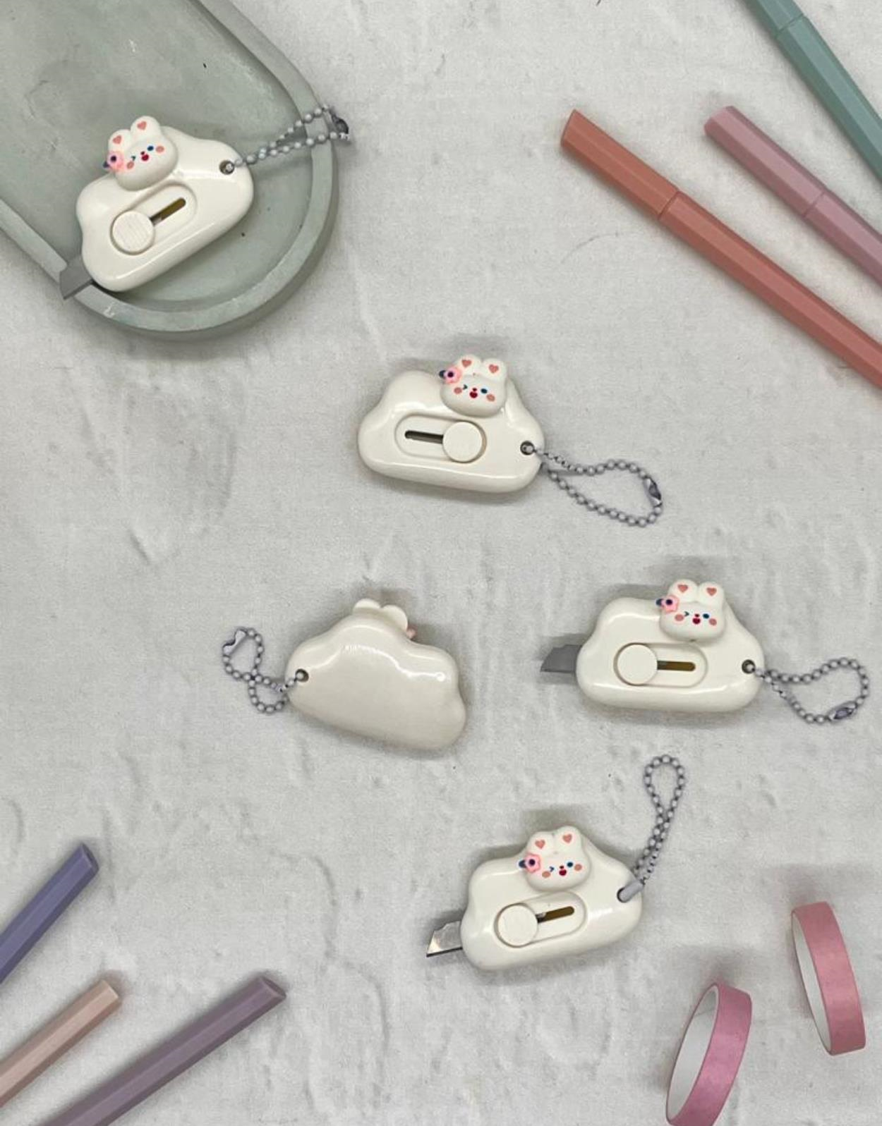 Sevimli Tavşan Beyaz Mini Maket Bıçağı / Sanat Bıçağı / Bullet Journal / Scrapbook