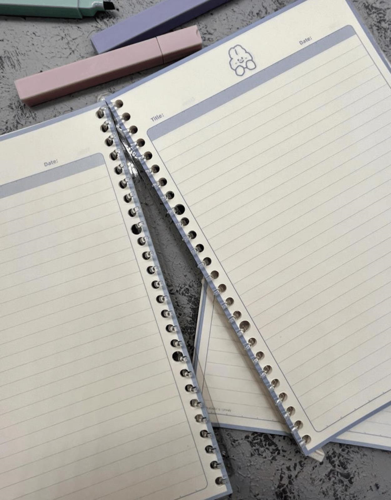 Sevimli Tavşan Desenli Spiralli Binder B5 Defter / Scrapbook /Notebook/Bullet Journal
