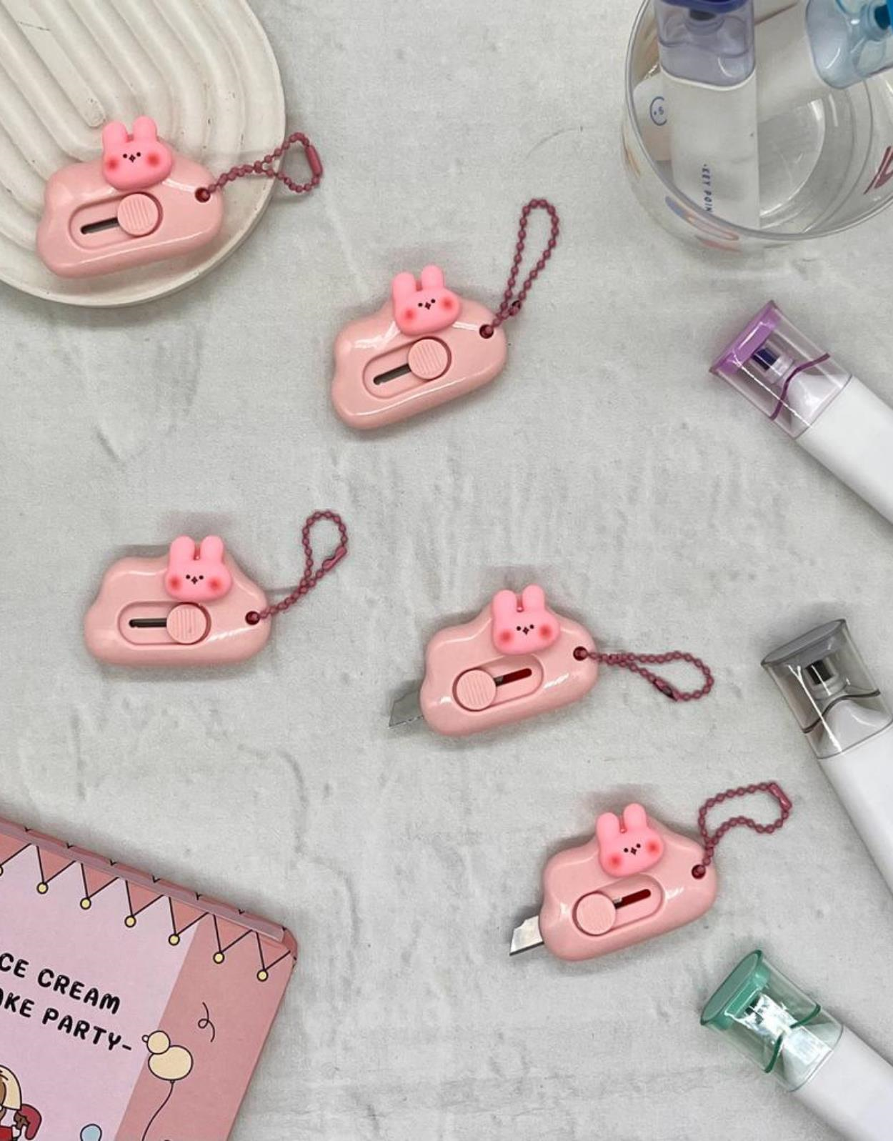 Sevimli Tavşan  Pembe Mini Maket Bıçağı / Sanat Bıçağı / Bullet Journal / Scrapbook