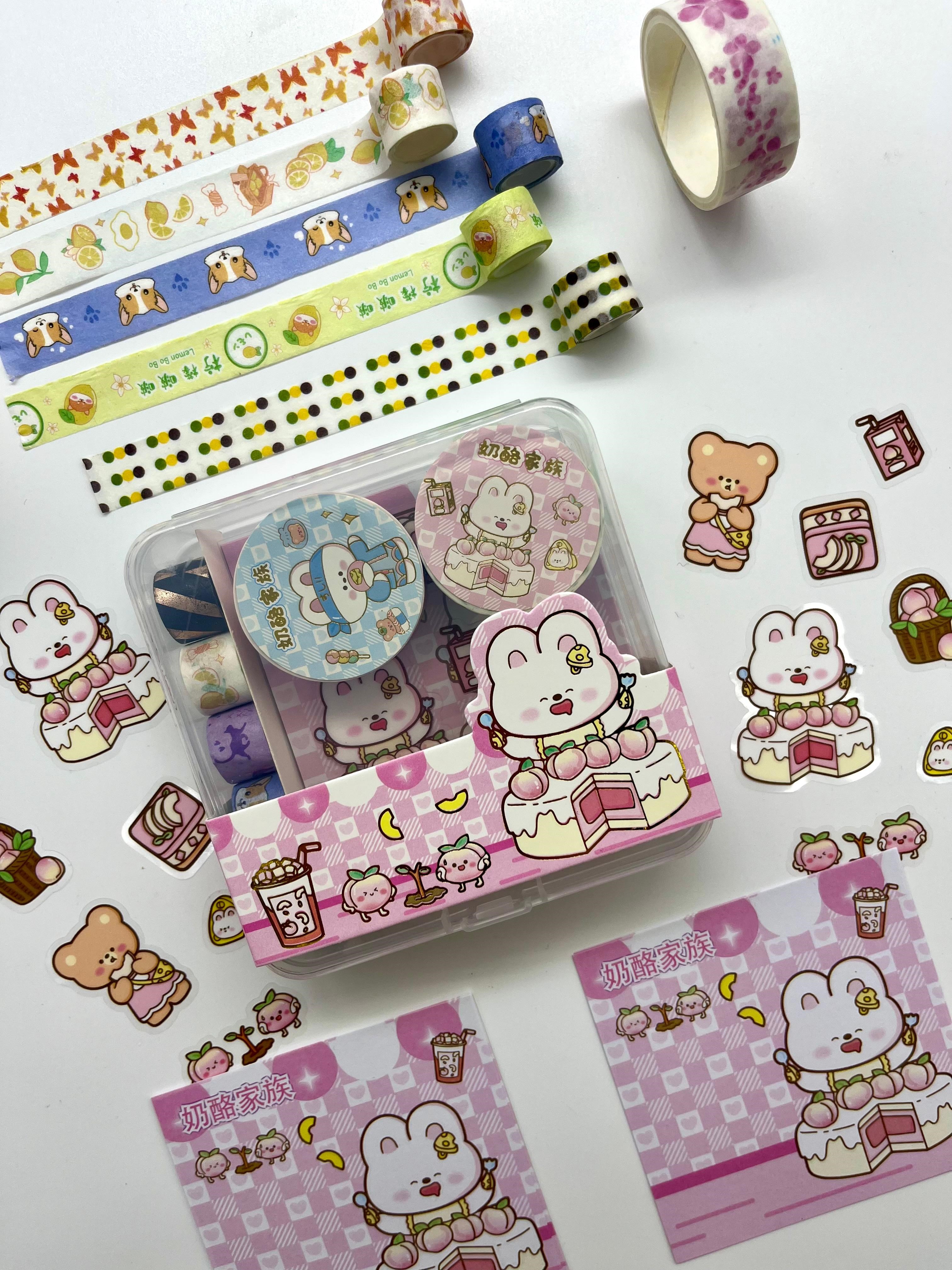 Sevimli Tavşan Ve Arkadaşları Temalı 40 Yaprak Post-it 7 Adet Washi Bant 3 Yaprak Sticker Kutulu Set