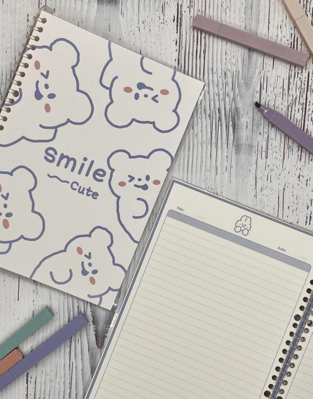 Sevimli Tavşanlar Desenli Spiralli Binder B5 Defter / Scrapbook /Notebook/Bullet Journal