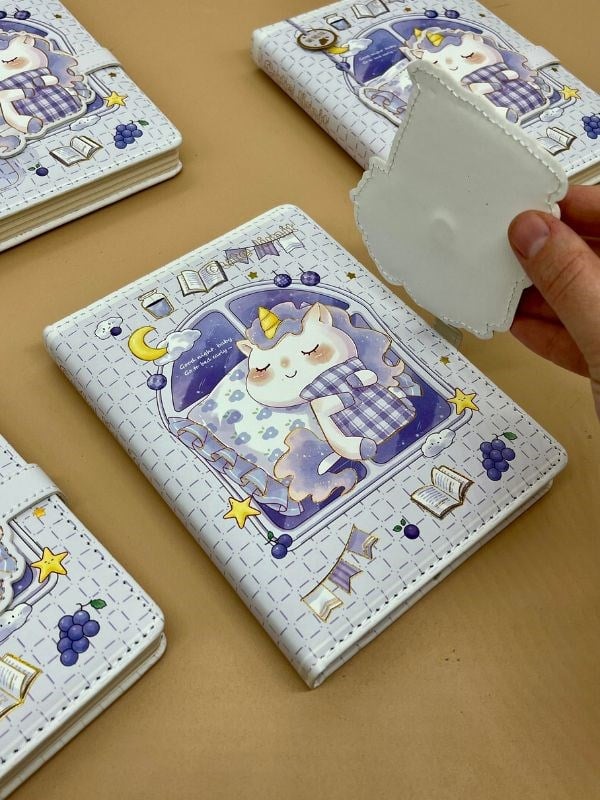 Sevimli Unicorn Özel Tasarım Renkli Resimli Defter/Notebook/Günlük/Bullet Journal