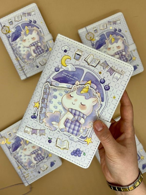 Sevimli Unicorn Özel Tasarım Renkli Resimli Defter/Notebook/Günlük/Bullet Journal