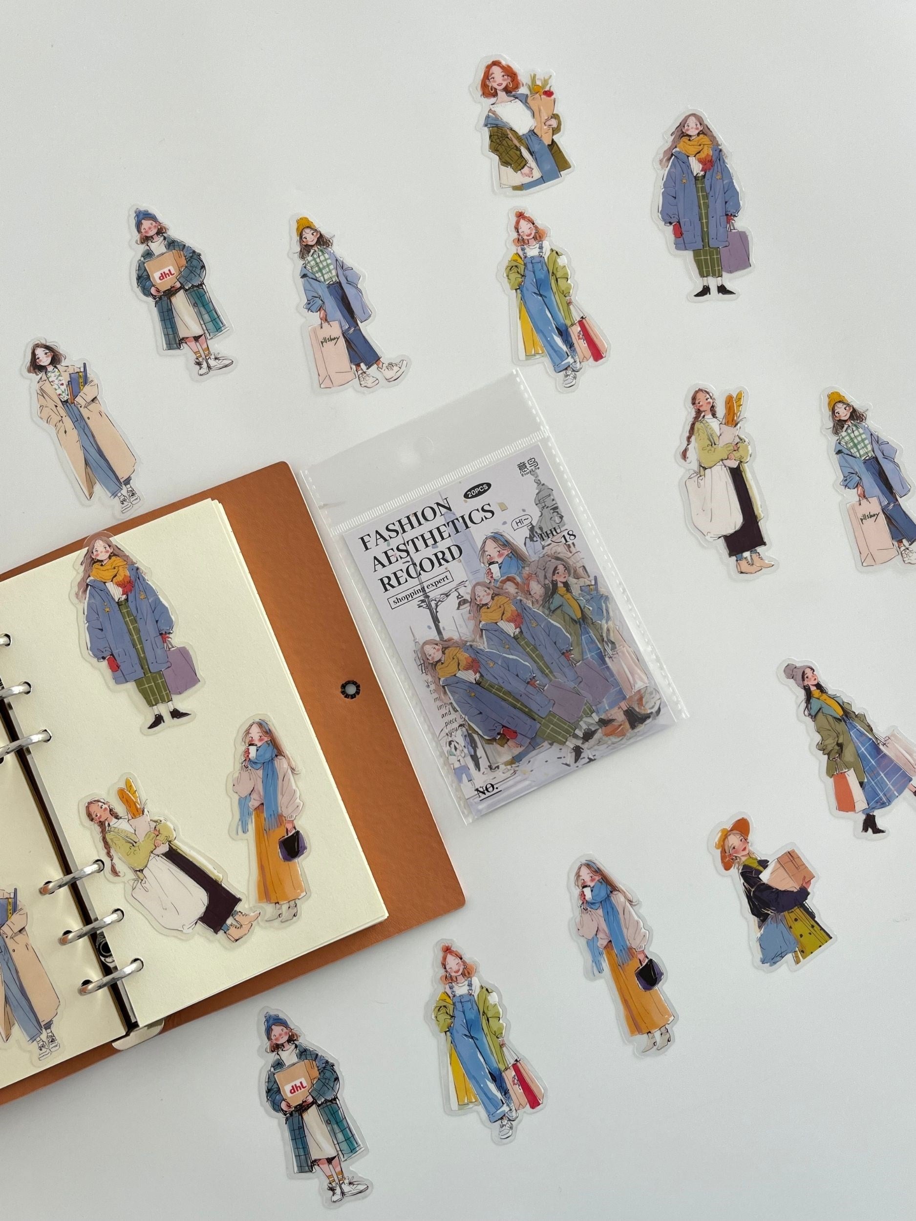 Shopping Expert Girls Moda Tutkunu Genç Kızlar Figürlü 20 Adet Dekoratif Sticker Seti/Etiket/Çıkarma