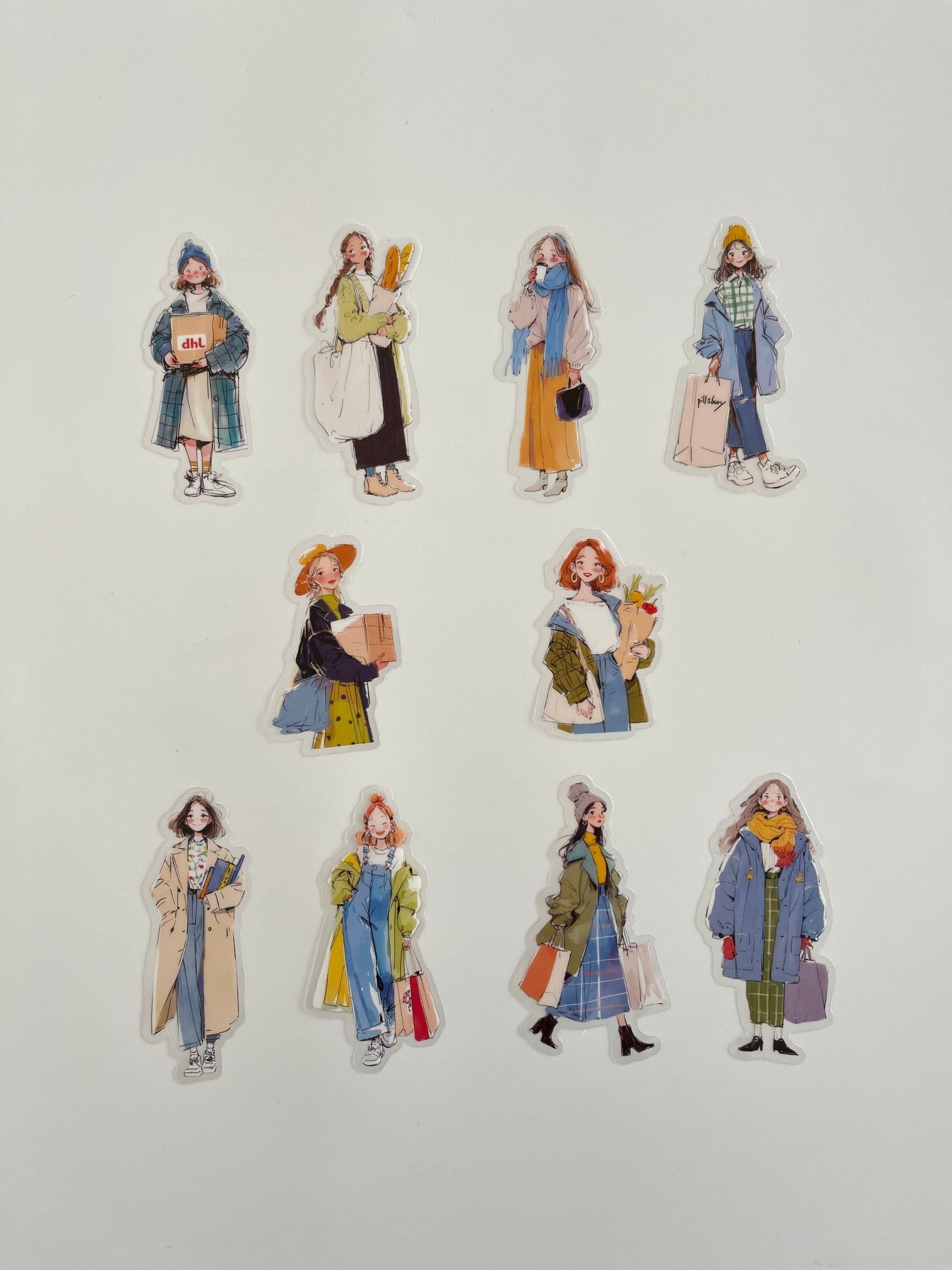 Shopping Expert Girls Moda Tutkunu Genç Kızlar Figürlü 20 Adet Dekoratif Sticker Seti/Etiket/Çıkarma