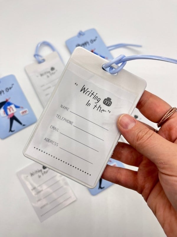 Shoppy Go Alışveriş Temalı Çift Bölme Mavi Renk Bavul Etiketi Bagaj Kartlığı Valiz İsimliği 10,5x7cm