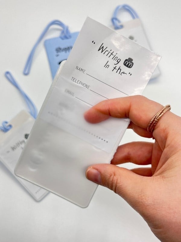 Shoppy Go Alışveriş Temalı Çift Bölme Mavi Renk Bavul Etiketi Bagaj Kartlığı Valiz İsimliği 10,5x7cm