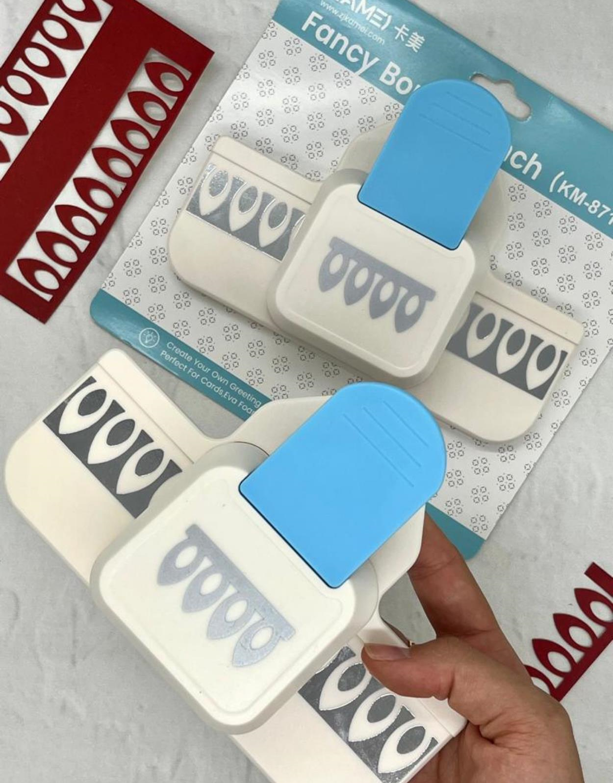 Şık Kamei Mavi 4'lü Oval Desenli Büyük Süsleme Delgeci