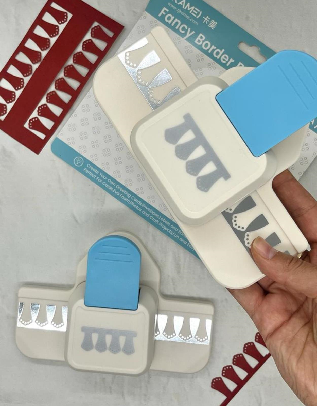 Şık Kamei Mavi 4'lü Salkım Desenli Büyük Süsleme Delgeci